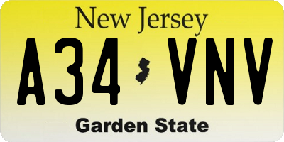 NJ license plate A34VNV