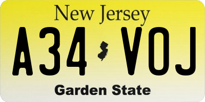 NJ license plate A34VOJ