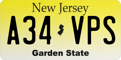NJ license plate A34VPS