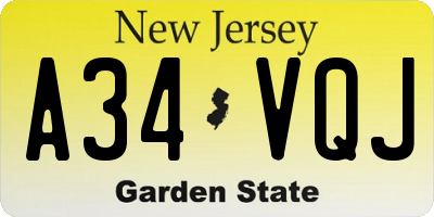 NJ license plate A34VQJ