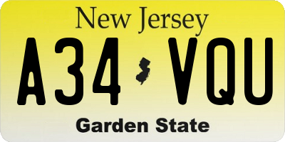 NJ license plate A34VQU