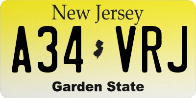NJ license plate A34VRJ