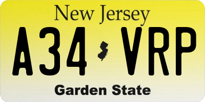 NJ license plate A34VRP