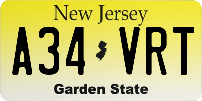 NJ license plate A34VRT