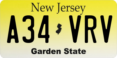 NJ license plate A34VRV