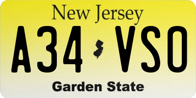NJ license plate A34VSO