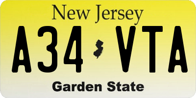 NJ license plate A34VTA