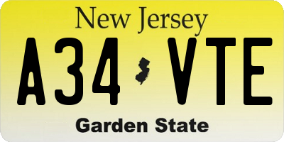 NJ license plate A34VTE