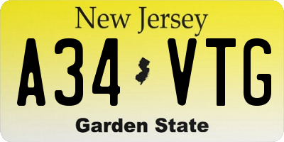 NJ license plate A34VTG