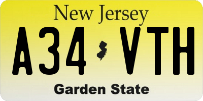 NJ license plate A34VTH