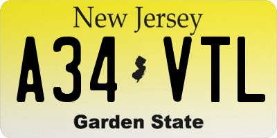 NJ license plate A34VTL