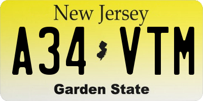 NJ license plate A34VTM