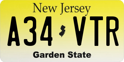 NJ license plate A34VTR