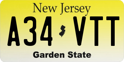 NJ license plate A34VTT