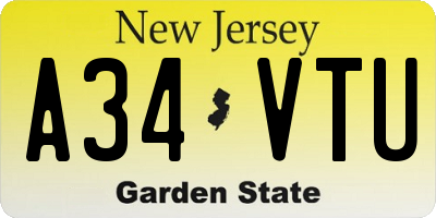NJ license plate A34VTU