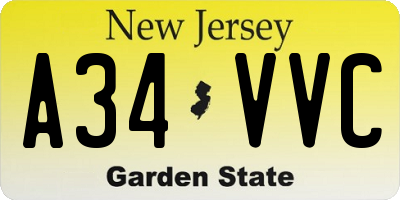 NJ license plate A34VVC