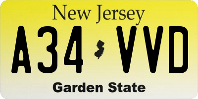 NJ license plate A34VVD