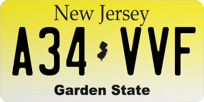 NJ license plate A34VVF