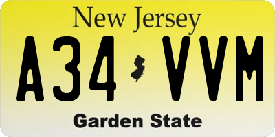 NJ license plate A34VVM