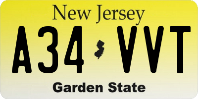 NJ license plate A34VVT