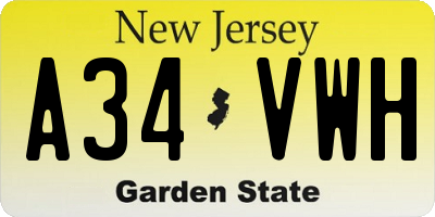 NJ license plate A34VWH