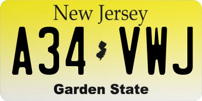 NJ license plate A34VWJ
