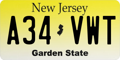 NJ license plate A34VWT
