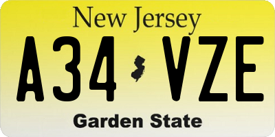 NJ license plate A34VZE