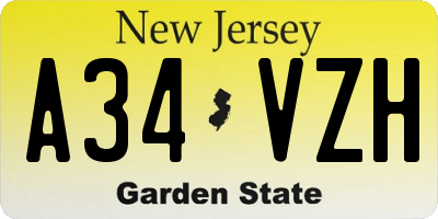 NJ license plate A34VZH