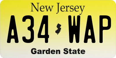 NJ license plate A34WAP