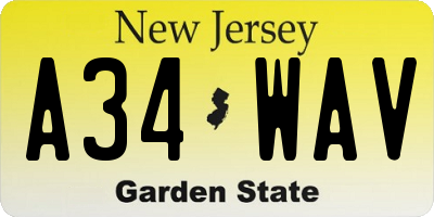 NJ license plate A34WAV