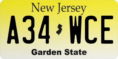 NJ license plate A34WCE