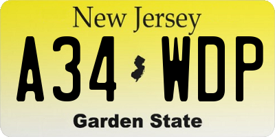 NJ license plate A34WDP