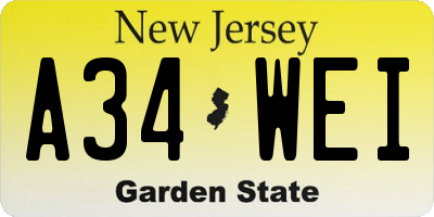 NJ license plate A34WEI