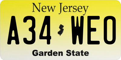 NJ license plate A34WEO