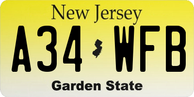 NJ license plate A34WFB