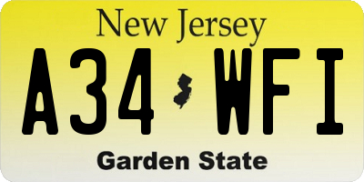 NJ license plate A34WFI