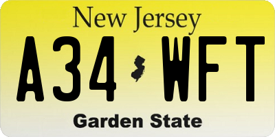 NJ license plate A34WFT