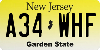 NJ license plate A34WHF