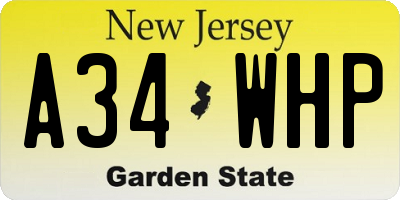 NJ license plate A34WHP