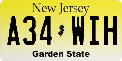 NJ license plate A34WIH