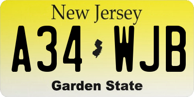 NJ license plate A34WJB