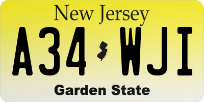 NJ license plate A34WJI