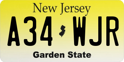 NJ license plate A34WJR