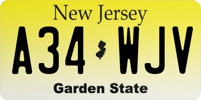 NJ license plate A34WJV