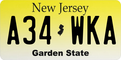 NJ license plate A34WKA