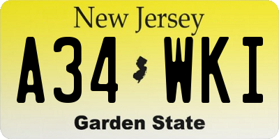 NJ license plate A34WKI