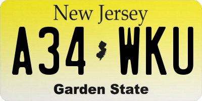 NJ license plate A34WKU