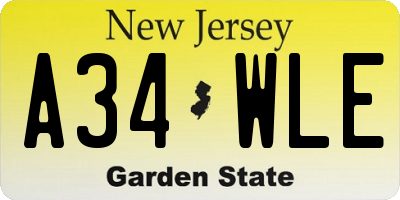 NJ license plate A34WLE