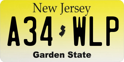 NJ license plate A34WLP